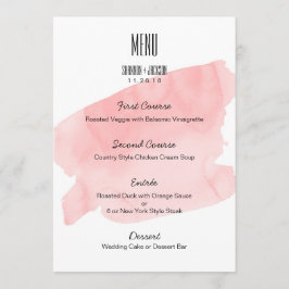 Rosa Watercolor Wash Wedding Menu Menükarte