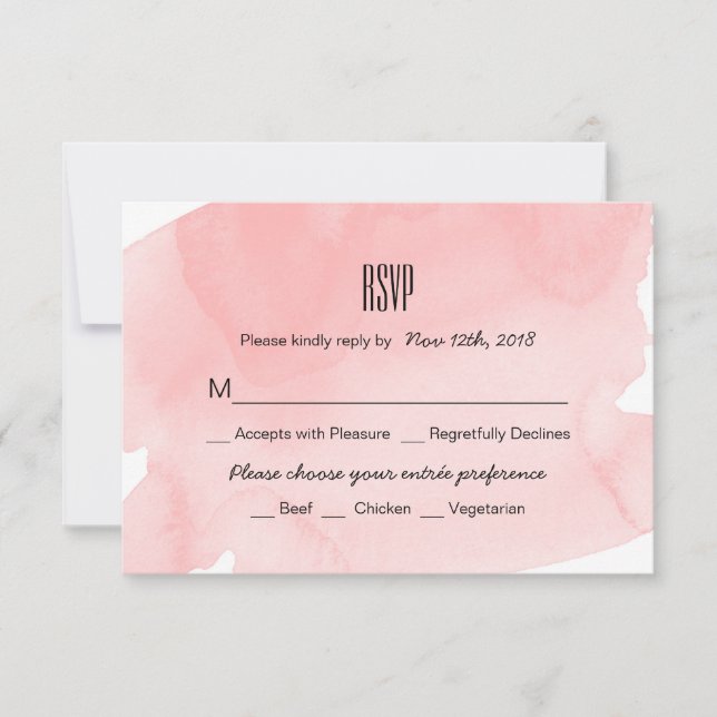 Rosa Watercolor Wash Wedding RSVP Card Karte (Vorderseite)