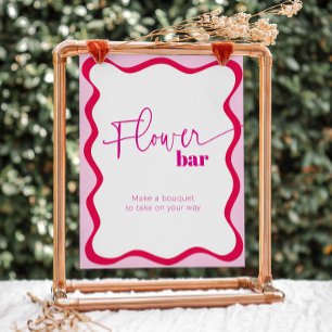 Rosa Wavy Border Blume Bar macht einen Bouquet-Fav Sockelschild