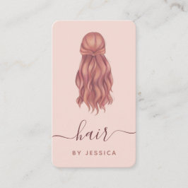 Rosa Wavy Haar Haarstylist Logos und soziale Medie Visitenkarte