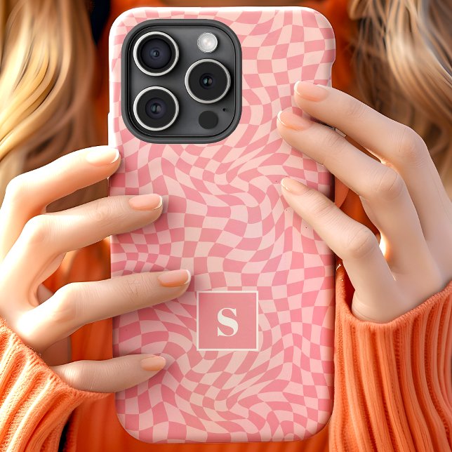 Rosa Wavy Mit Monogramm Case-Mate iPhone Hülle (Von Creator hochgeladen)