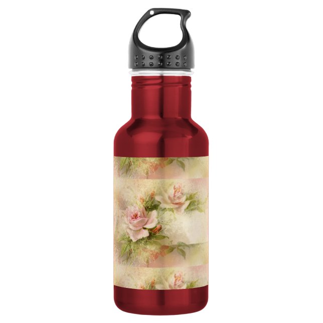 Rosa weibliche Damen der Rose Edelstahlflasche (Vorderseite)