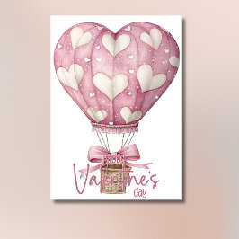 Rosa weiches Herzluftballon Frohen Valentinstag Feiertagskarte
