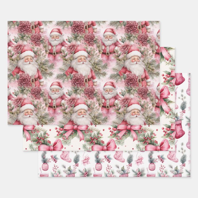 Rosa Weihnachten Geschenkpapier Set (Set)