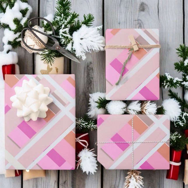 Rosa Weihnachten kariert röstelig Geschenkpapier Set (Von Creator hochgeladen)