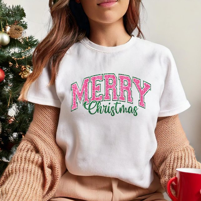 Rosa Weihnachten mit Glitzer wie Retro Fett T-Shirt (Von Creator hochgeladen)