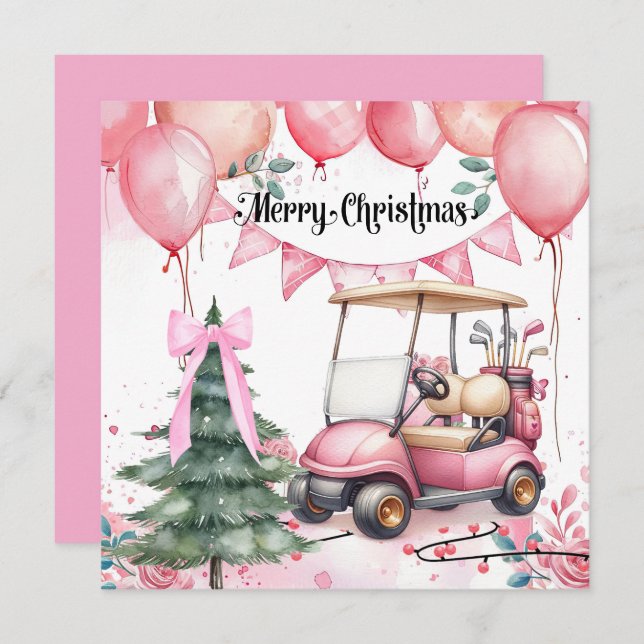 Rosa Weihnachten mit Golfwagen für Golfer (Vorne/Hinten)