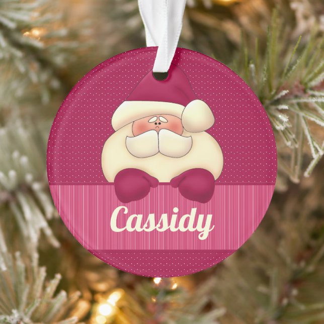 Rosa Weihnachten mit Name und Foto Ornament (Baum)