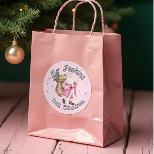 Rosa Weihnachten Vintage Weihnachtsmann Nicht Späh Runder Aufkleber