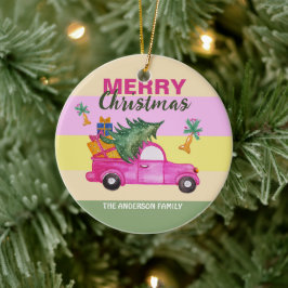 Rosa Weihnachten Wasserfarben Kunst Keramik Ornament