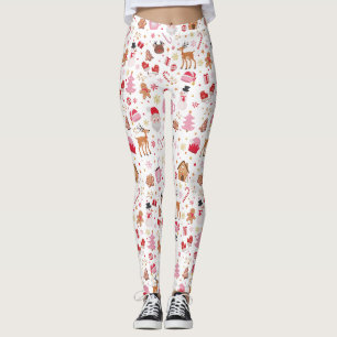 Rosa Weihnachten Winter Wunderland Weihnachtsmann Leggings