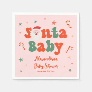 Rosa Weihnachts-Baby-Girl-Baby-Shower Serviette