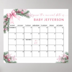 Rosa Weihnachts-Baby-Party Vorhersage Termin Kalen Poster