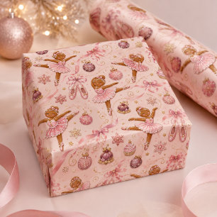 Rosa Weihnachts-Ballerina-Gebäck-Tanz Geschenkpapier