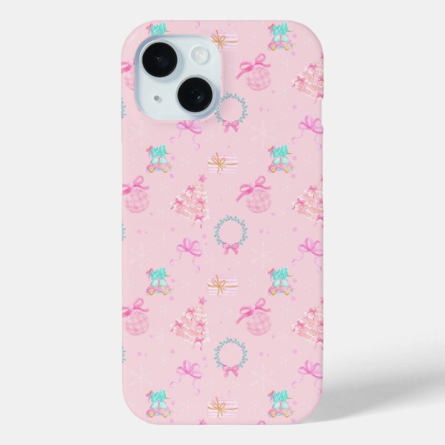 Rosa Weihnachts-Coquette-Bow nahtloses Muster Case-Mate iPhone Hülle (Rückseite)