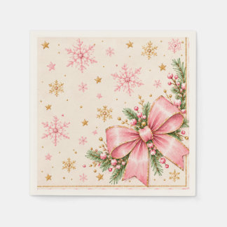 Rosa Weihnachts-Geburtstagsservietten | Eleganter Serviette
