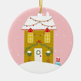 Rosa Weihnachts-Party Kindergeburtstag Urlaub Keramik Ornament