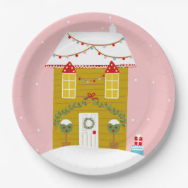 Rosa Weihnachts-Party Kindergeburtstag Urlaub Pappteller