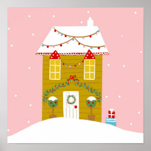 Rosa Weihnachts-Party Kindergeburtstag Urlaub Poster