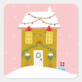 Rosa Weihnachts-Party Kindergeburtstag Urlaub Quadratischer Aufkleber