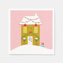 Rosa Weihnachts-Party Kindergeburtstag Urlaub Serviette