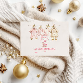 Rosa Weihnachts Rocking Horse Diapper Raffle Begleitkarte