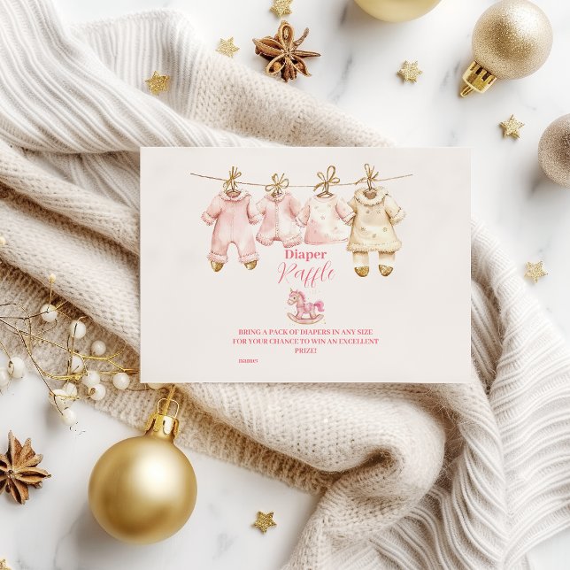 Rosa Weihnachts Rocking Horse Diapper Raffle Begleitkarte (Von Creator hochgeladen)