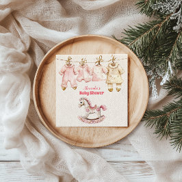 Rosa Weihnachts Rocking Horse Kinderdusche Serviette