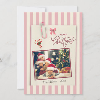 Rosa Weihnachts-Schabblatt-Foto-Urlaubskarte Feiertagskarte