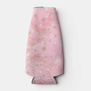 Rosa Weihnachts-Schneeflocken Boho-Muster Flaschenkühler