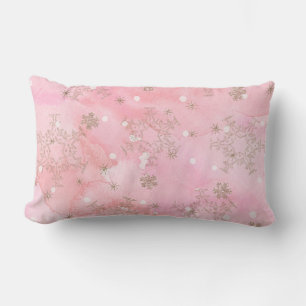 Rosa Weihnachts-Schneeflocken Boho Muster Lendenkissen