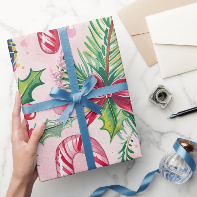 Rosa Weihnachts-Whimsical-Muster  Geschenkpapier (Schenken)