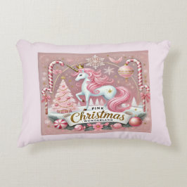 Rosa Weihnachts-Wunderland-Einhorn-Akzentschoner Dekokissen