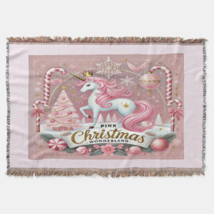 Rosa Weihnachts-Wunderland-Einhorn Decke