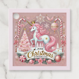 Rosa Weihnachts-Wunderland-Einhorn Geschenkanhänger