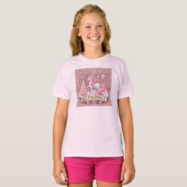Rosa Weihnachts-Wunderland-Einhorn T-Shirt