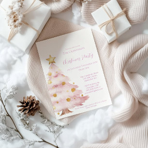 Rosa Weihnachtsbaum Einladung