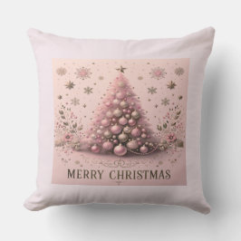 Rosa Weihnachtsbaum Frohe Weihnachten Kissen