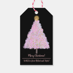 Rosa Weihnachtsbaum Geschenkanhänger