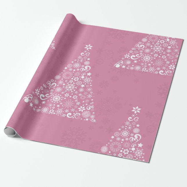 Rosa Weihnachtsbaum Geschenkpapier (Ungerollt)