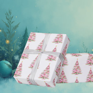 Rosa Weihnachtsbaum Geschenkpapier