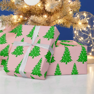 Rosa Weihnachtsbaum-Geschenkpapier Geschenkpapier