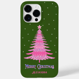 Rosa Weihnachtsbaum Individuelle Name Grün Case-Mate iPhone 14 Pro Max Hülle