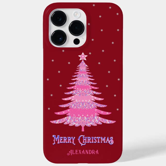 Rosa Weihnachtsbaum Individuelle Name Red Case-Mate iPhone Hülle (Rückseite)