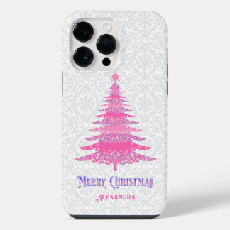 Rosa Weihnachtsbaum Individuelle Name Sparkle iPhone 14 Pro Max Hülle