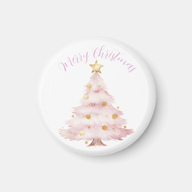 Rosa Weihnachtsbaum Magnet (Vorne)