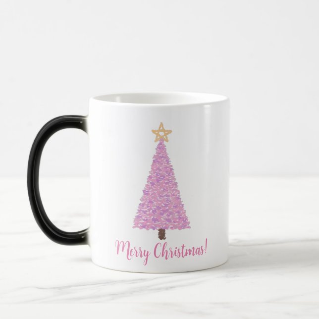 Rosa Weihnachtsbaum mit Stern Verwandlungstasse (Links)