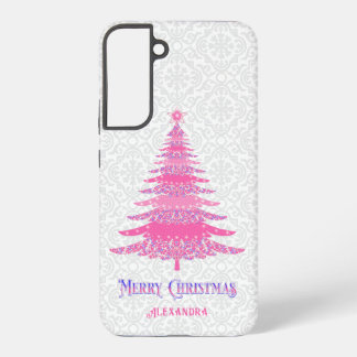 Rosa Weihnachtsbaum Name Benutzerdefiniert Elegant Samsung Galaxy Hülle