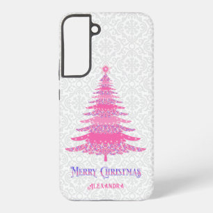 Rosa Weihnachtsbaum Name Custom Elegant Moderne Samsung Galaxy Hülle