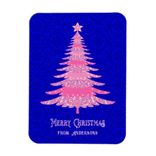 Rosa Weihnachtsbaum Personalisiert Sparkle Moderne Magnet